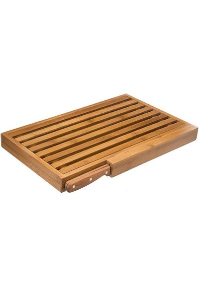 5FiveSmart Atmosphera bamboo bread cutting tray with knife included, 44x27 cm, beige