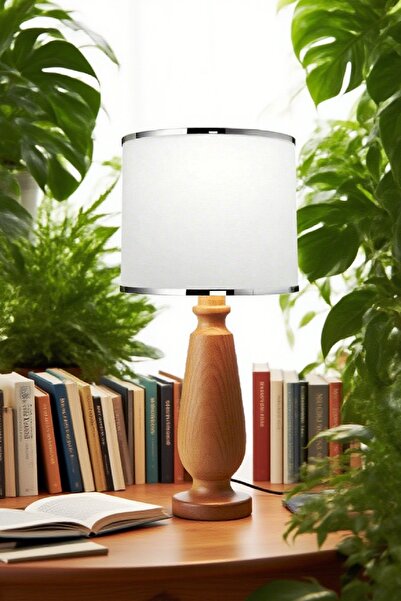 571 Store Magnolia Table Lampshade Wooden Body Fabric Headboard Decorative Table Lamp Night Light