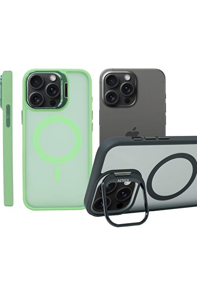 Aztech غلاف لهاتف iPhone 15 Pro، متوافق مع MagSafe، حامل حلقي مدمج للكاميرا، ...