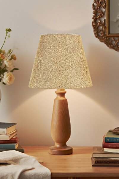 571 Store Magnolia Table Lampshade Wooden Body Fabric Headboard Decorative Table Lamp Night Light