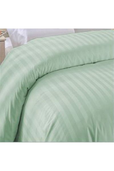 HomePuls Single Person Duvet Cover Damask Cotton 100% Hotel Style with 1 cm Stripe, 140 x 220 cm, Mint Green