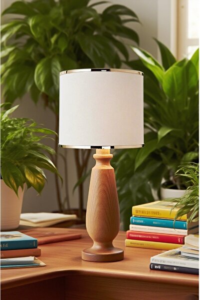571 Store Magnolia Table Lampshade Wooden Body Fabric Headboard Decorative Table Lamp Night Light