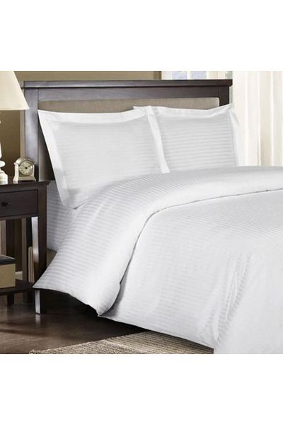 Ralex Bed linen double set Damask HoReCa linear double satin Cotton 100%, stripe 1 cm, 4 pieces, sheet 220