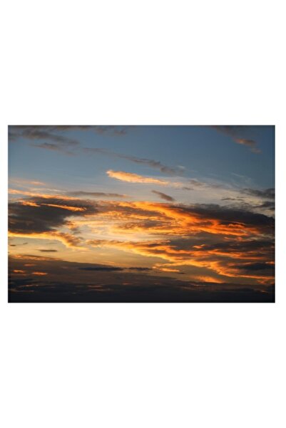 OEM Pictură pe pânză, „Flăcări de apus pe cer senin”, Auroră, Cer, Nor, Apus ...