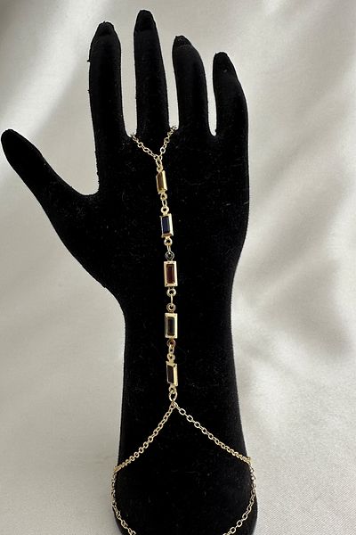 Modex Gold Color Thin Rectangular Colored Stone Shahmeran