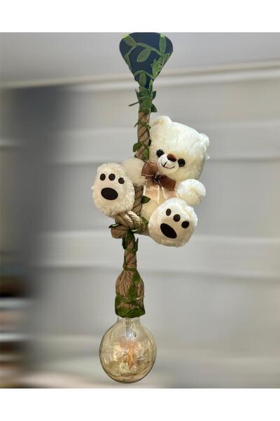 Tiny Desing Accessorıes Bebek & Çocuk Odası Halat Avize (Ayı) (Beyaz)