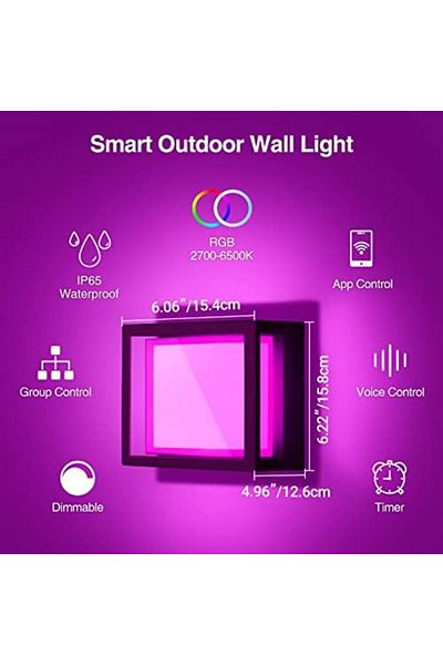 Generic Smart Wifi Waterproof Outdoor Wall Light 13W - Dimmable, Multicolor (2700-6000K) App & Voice Control