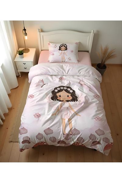 Evmila Double Sided Princess Girl Patterned - Printed Single Duvet Cover Set