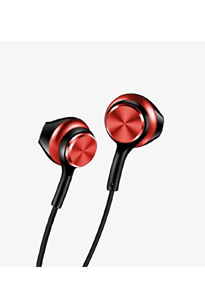 Linktech Ekstra Bass Kablolu Kulaklık , H75 Kırmızı Type-C Mikrofonlu Metal K...