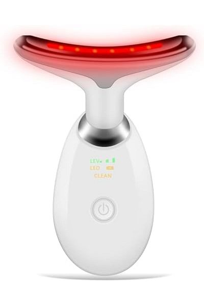 Shopi جهاز تدليك الوجه مع أضواء LED، أداة تجميل الوجه والرقبة، 7 إعدادات ألوان، محمول