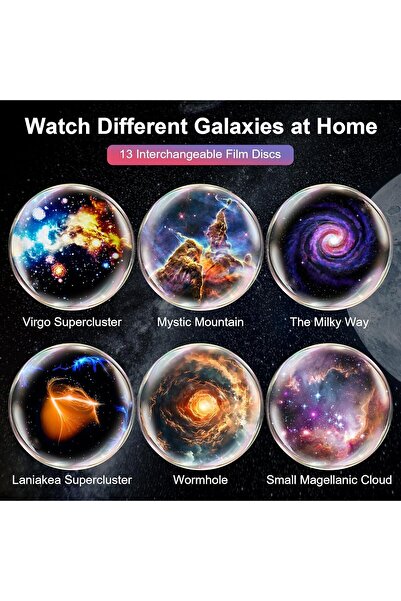 Generic 12-in-1 Galaxy Star Projector Night Light, LED Space Planetarium with Timer, White