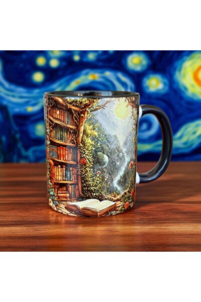 mug shop Library Book Quality Porcelain Design Mug - Gift Book Black Mug Cup