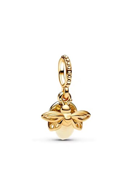 Lux Design Gümüş Karanlıkta Parlayan Ateşböceği Sallantılı Charm Altın Gold