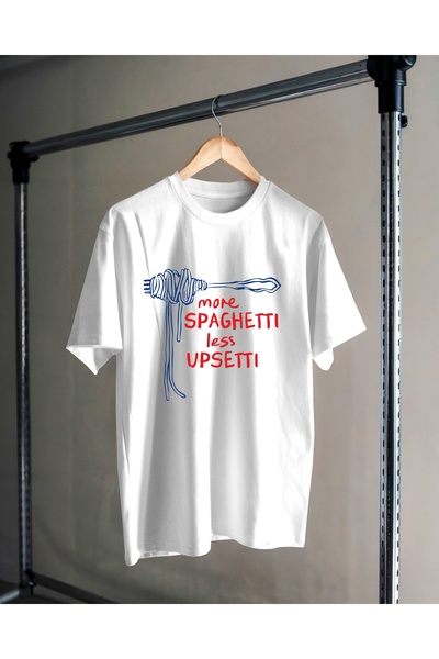 Hediyenza Spaghetti Printed Oversize T-Shirt Unisex 100% Cotton