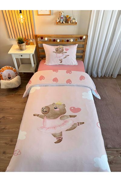 Evmila Double Sided Capybara Patterned - Printed Single Duvet Cover Set