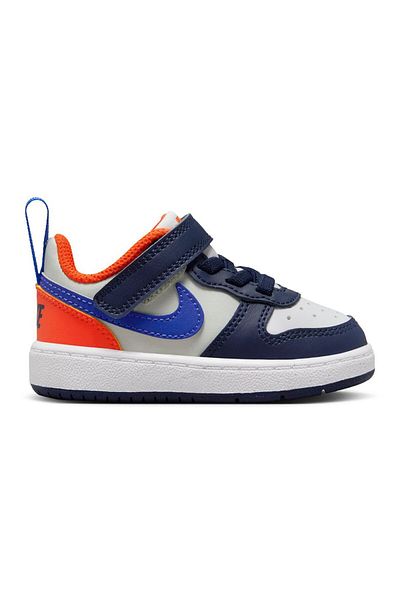 Nike Court Borough Low Recraft Strap Closure Shoes - Midnight Navy/Team Orange/Light Silver/Blue