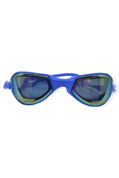 Budi Mirrored Swimming Goggles with Silicone Earplugs Gift Blue - 9009-m