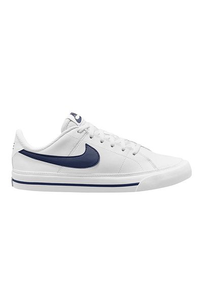 Nike Court Legacy Elastic Lace Shoes - White & Navy Blue