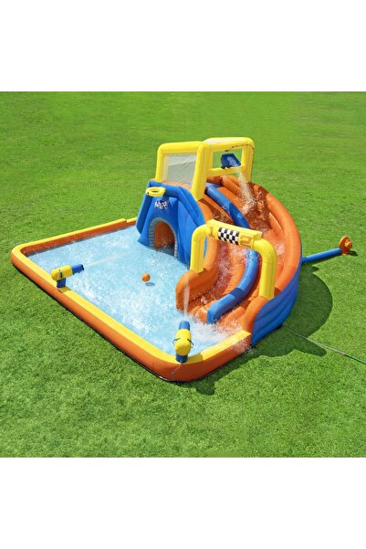Oyuncakmatik Mega Oyun Su Parkı Kaydırak ve Fiskiye Çocuk Şişme Oyun Havuz Parkı 551 x 502 x 265 cm