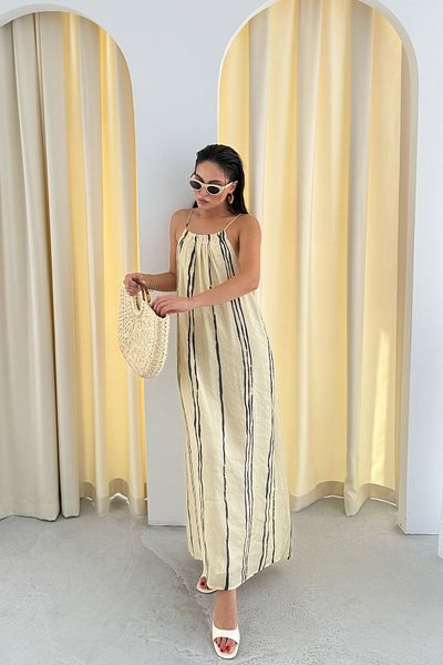 Seda Yalçın Atelier Brown Mountain Line Patterned Dress