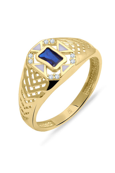 Aslı Gold Safir Baget Taşlı Altın Serçe Parmak Yüzük (YZK0521)