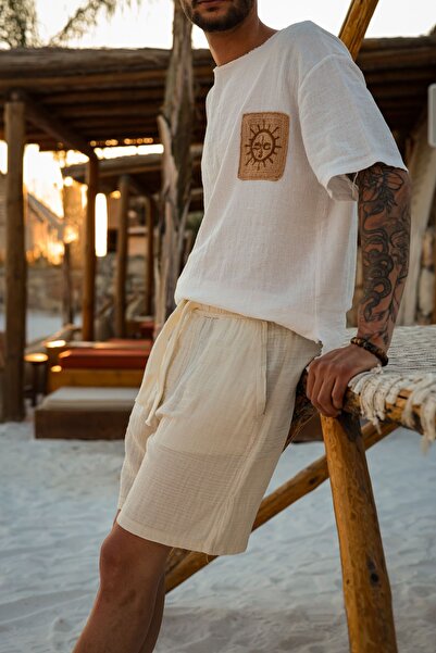 no7man Cassaro Beige Shorts