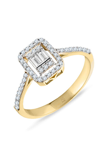 Aslı Gold Altın Baget Taşlı Günlük Yüzük (YZK0496)