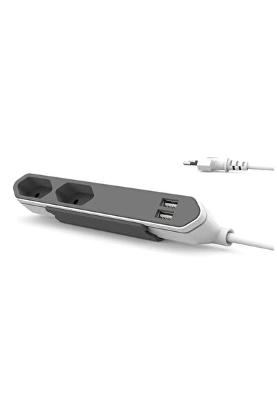 Allocacoc Prelungitor, Powerbar de la Allocacoc, USB-C, 4 prize, 1,5 m, alb/gri