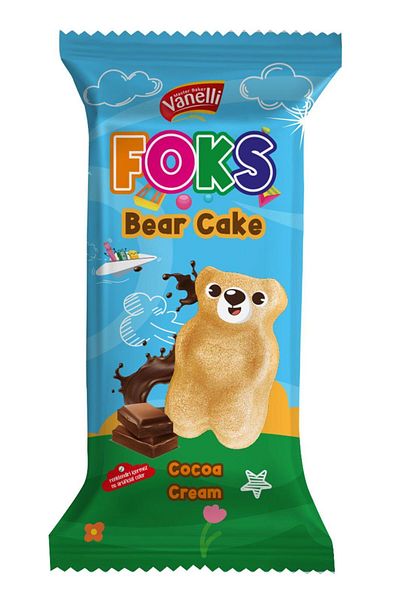 Vanelli Fox Bear Cake Cocoa Cream Milk Cake 40Gr(1 Box)