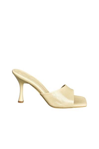 Fox Shoes U590149607 Beige Snake Print Thin Heeled Women's Slippers