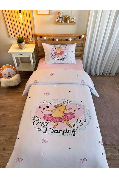 Evmila Double Sided Capybara Patterned - Printed Single Duvet Cover Set