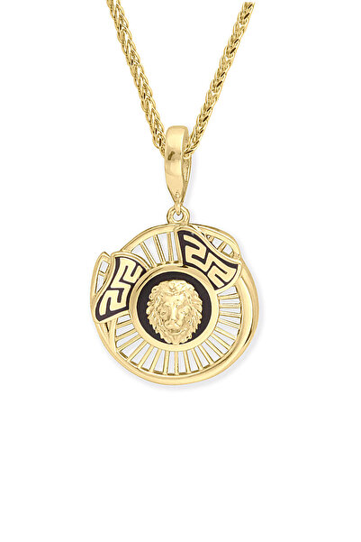 Aslı Gold Altın Taşsız Çizgili Aslan Kolye (KLY1536)