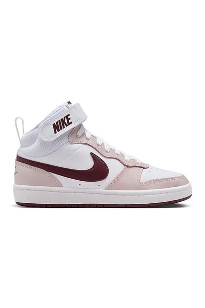 Nike Court Borough Mid 2 Hook-and-Loop Strap Closure Shoes - White/Platinum Violet/Burgundy Crush
