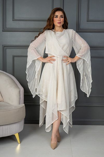 COCONALY White midi dress with a distinctive design