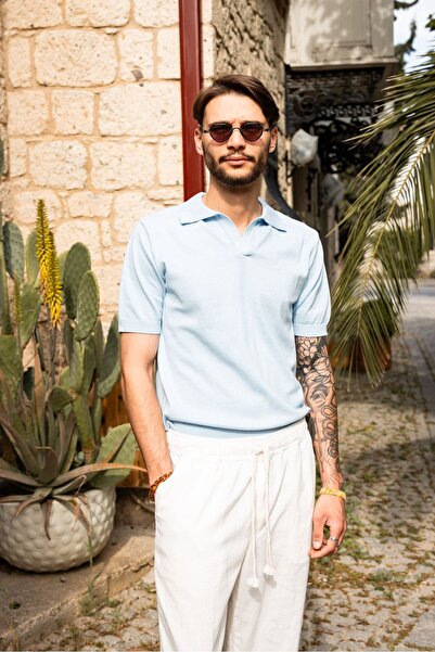 no7man Alten Bebe Blue Polo Neck Knitwear Tshirt