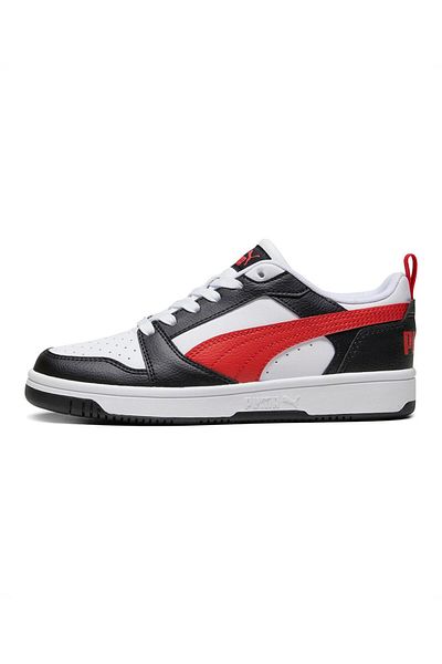 Puma Rebound V6 Lo Lace Up Sneakers - White/For All Time Red/Black