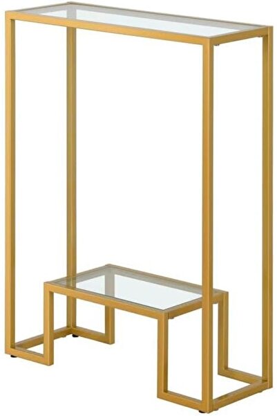 genric FFD Pre-Assembled Console Table with Glass Shelves and 1.3cm Thick Metal Frame - Modern Entryway