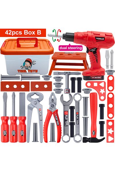Choice3 42pcs box B Children's Tool Set with Electric Toy Drill Kids Power Construction Toy Pretend Play Toy