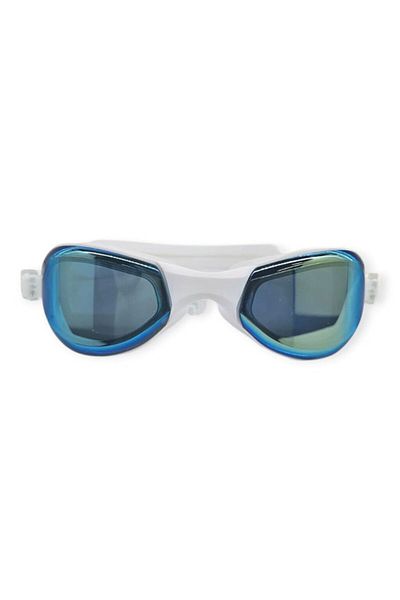 Budi Mirrored Swimming Goggles with Silicone Earplugs Gift White - 9009-m