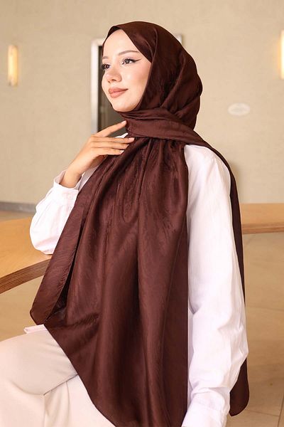 benguen Patterned Jacquard Shawl Brown İpk109