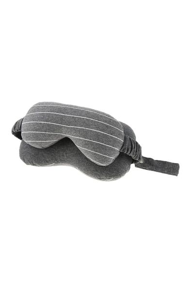 FEN Mască de dormit, Flippy, 2 în 1, cu particule de spumă cu memorie și bumbac, gri închis