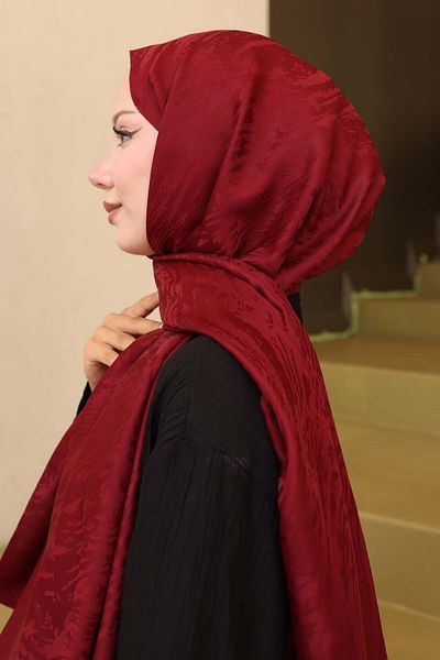 benguen Σάλι ζακάρ με σχέδιο Claret Red İpk109