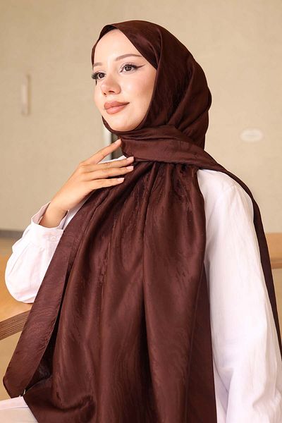 benguen Patterned Jacquard Shawl Brown İpk109