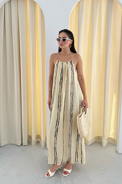 Seda Yalçın Atelier Brown Mountain Line Patterned Dress