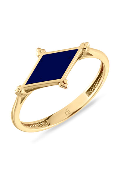 Aslı Gold Mavi Mineli Taşsız Altın Kombin Yüzük (YZK0481)