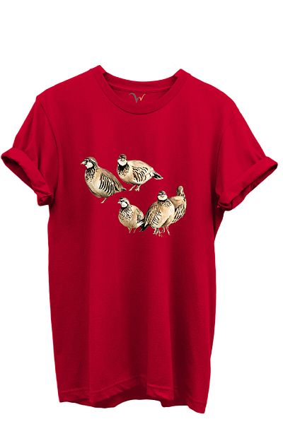 WİDİ Five Piece Cake Printed Nature and Hunting Themed 100% Cotton Regular Fit Unisex T-Shirt