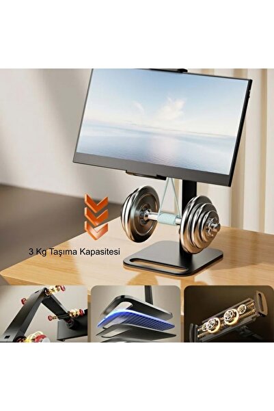 Triline Monitör Tablet iPad Telefon Tutucu 12-16 İnç Universal Metal 360° Derece Döner Stand