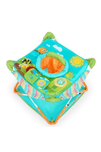 Bright Starts - Pop ‘N Jump Owl Forest Portable Baby Jumper with Toys and Canopy, 6–12 Months
