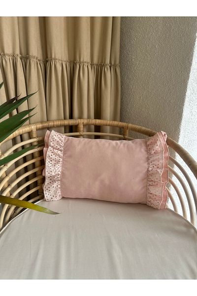Decamor home Husă de pernă decorativă cu detaliu din dantelă roz pudră