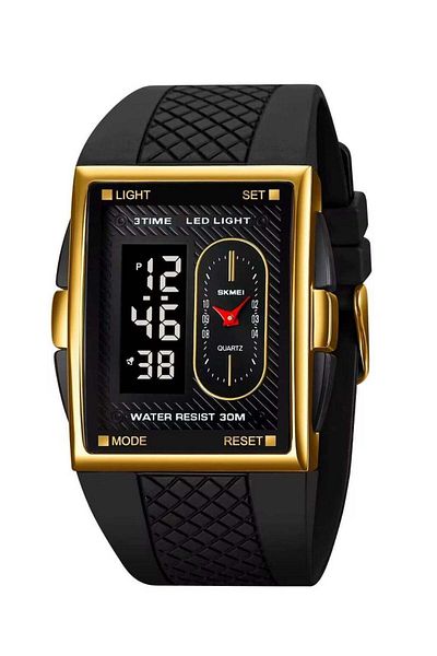 Skmei Men's Dual Display Digital & Analog Sports Watch – LED Backlight, Water Resistant 30M, Silic